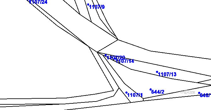 Parcela st. 1107/20 v KÚ Husinec, Katastrální mapa