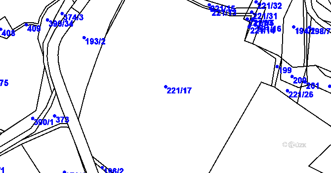 Parcela st. 221/17 v KÚ Husinec, Katastrální mapa