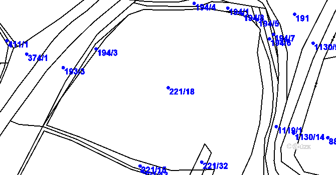 Parcela st. 221/18 v KÚ Husinec, Katastrální mapa