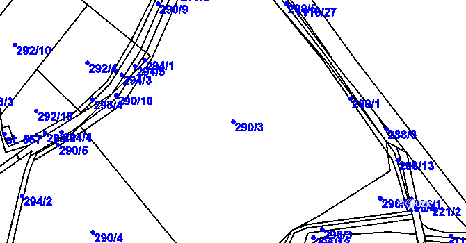 Parcela st. 290/3 v KÚ Husinec, Katastrální mapa