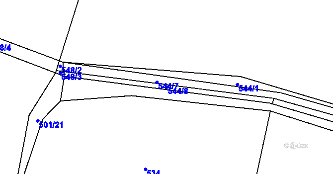 Parcela st. 544/8 v KÚ Husinec, Katastrální mapa