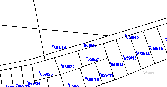 Parcela st. 659/46 v KÚ Husinec, Katastrální mapa
