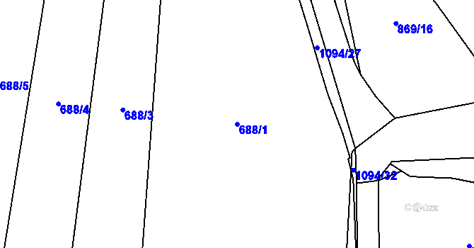 Parcela st. 688/1 v KÚ Husinec, Katastrální mapa