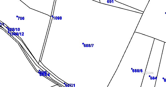 Parcela st. 688/7 v KÚ Husinec, Katastrální mapa
