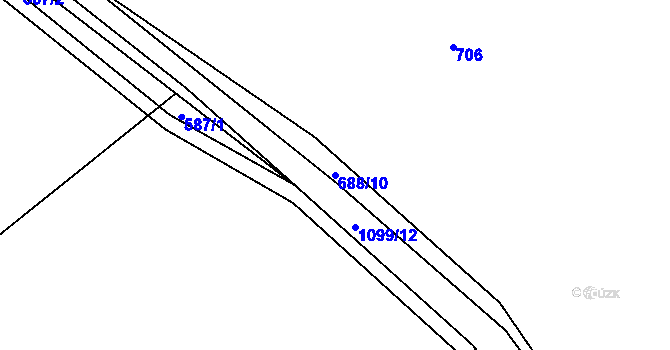 Parcela st. 688/10 v KÚ Husinec, Katastrální mapa