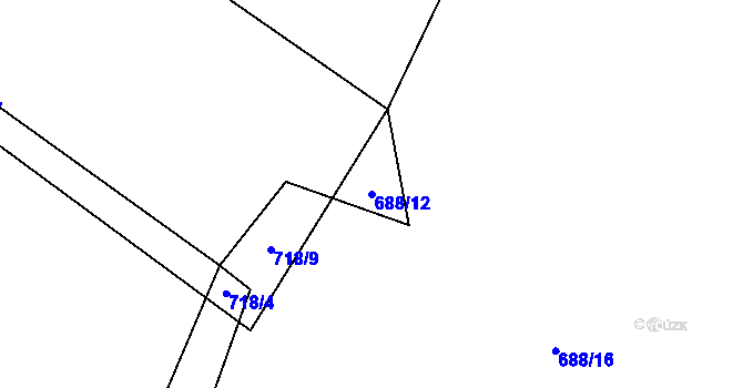 Parcela st. 688/12 v KÚ Husinec, Katastrální mapa