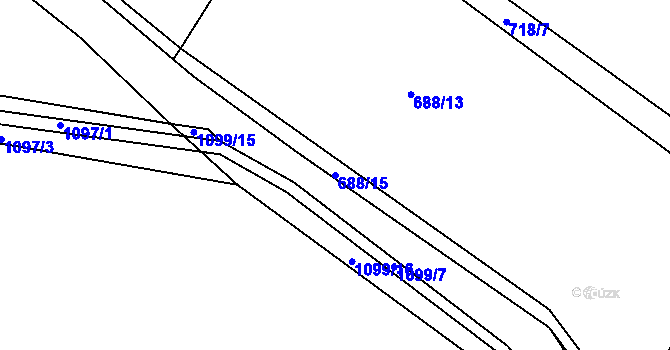 Parcela st. 688/15 v KÚ Husinec, Katastrální mapa