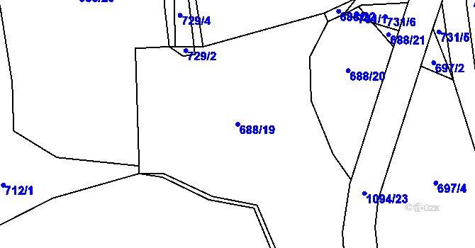 Parcela st. 688/19 v KÚ Husinec, Katastrální mapa