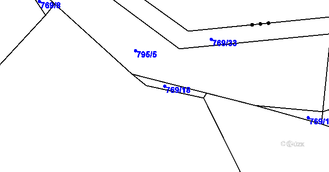 Parcela st. 769/18 v KÚ Husinec, Katastrální mapa