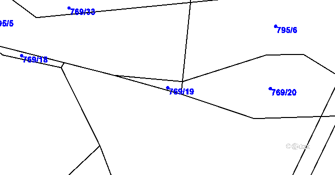 Parcela st. 769/19 v KÚ Husinec, Katastrální mapa