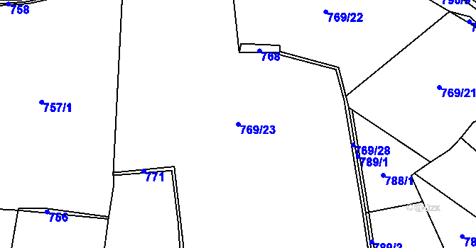 Parcela st. 769/23 v KÚ Husinec, Katastrální mapa