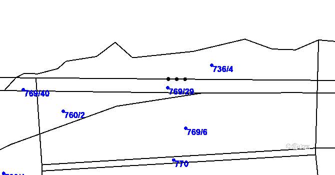 Parcela st. 769/29 v KÚ Husinec, Katastrální mapa