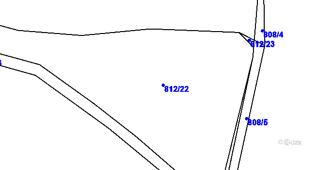Parcela st. 812/22 v KÚ Husinec, Katastrální mapa