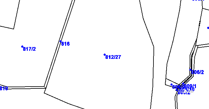 Parcela st. 812/27 v KÚ Husinec, Katastrální mapa