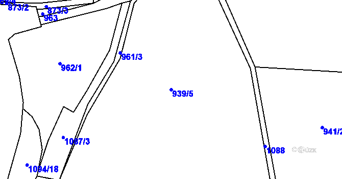 Parcela st. 939/5 v KÚ Husinec, Katastrální mapa