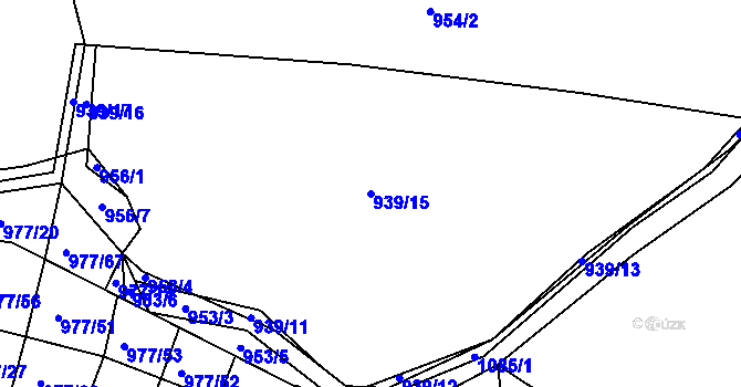 Parcela st. 939/15 v KÚ Husinec, Katastrální mapa