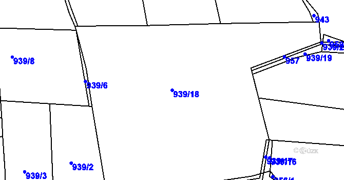 Parcela st. 939/18 v KÚ Husinec, Katastrální mapa