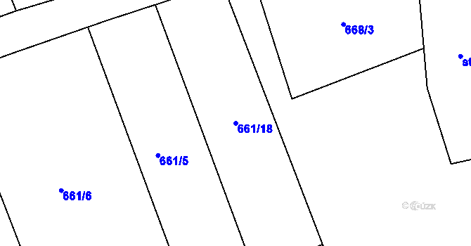 Parcela st. 661/18 v KÚ Husinec, Katastrální mapa