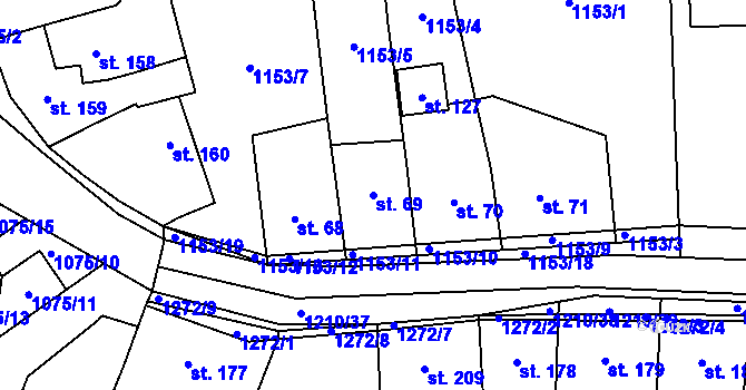Parcela st. 69 v KÚ Výrov u Husince, Katastrální mapa