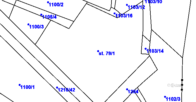Parcela st. 79/1 v KÚ Výrov u Husince, Katastrální mapa