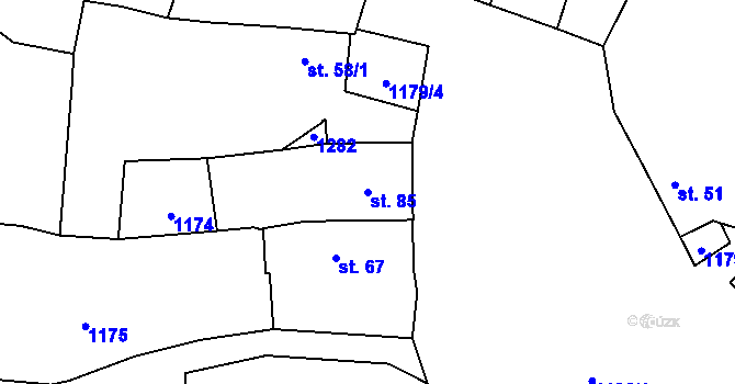 Parcela st. 85 v KÚ Výrov u Husince, Katastrální mapa