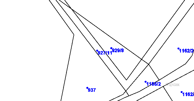 Parcela st. 927/11 v KÚ Výrov u Husince, Katastrální mapa