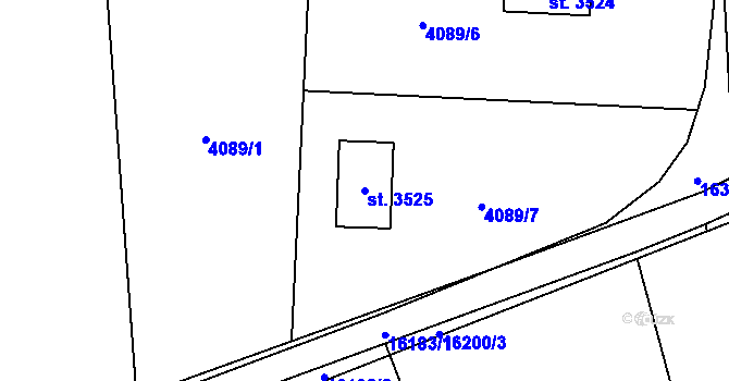 Parcela st. 3525 v KÚ Huslenky, Katastrální mapa