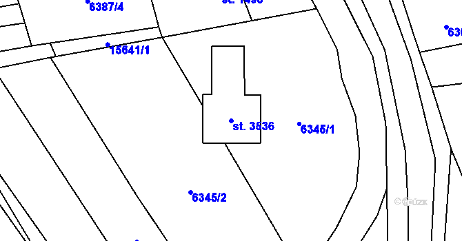 Parcela st. 3536 v KÚ Huslenky, Katastrální mapa