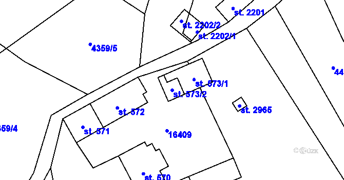 Parcela st. 573/2 v KÚ Huslenky, Katastrální mapa