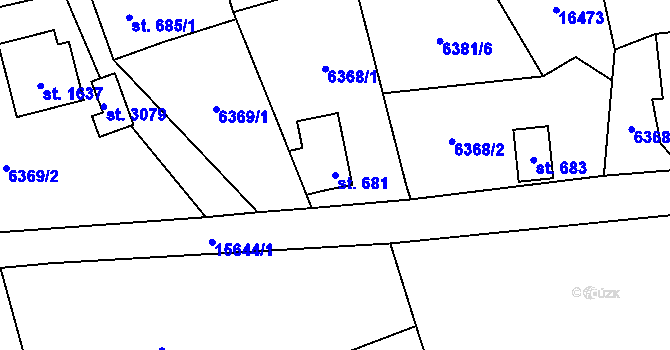 Parcela st. 681 v KÚ Huslenky, Katastrální mapa