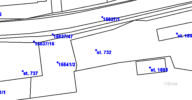 Parcela st. 732 v KÚ Huslenky, Katastrální mapa