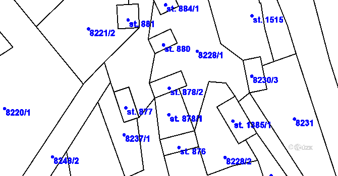 Parcela st. 878/2 v KÚ Huslenky, Katastrální mapa