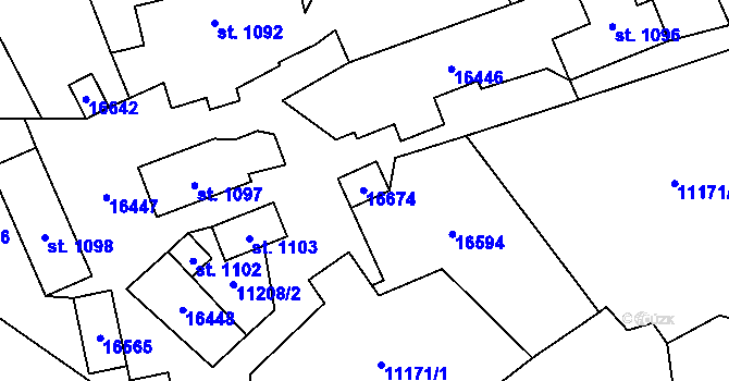 Parcela st. 1105/2 v KÚ Huslenky, Katastrální mapa