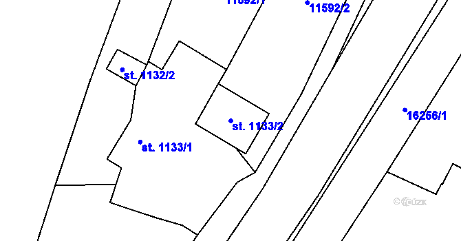 Parcela st. 1133/2 v KÚ Huslenky, Katastrální mapa