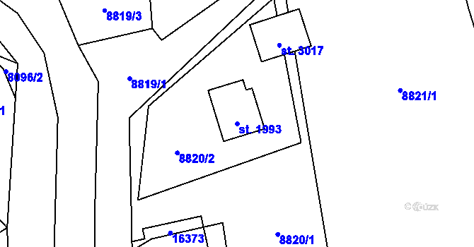 Parcela st. 1993 v KÚ Huslenky, Katastrální mapa