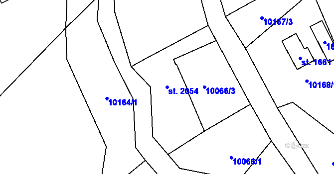 Parcela st. 2054 v KÚ Huslenky, Katastrální mapa