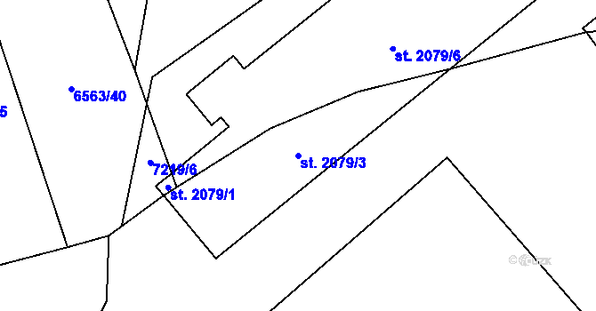 Parcela st. 2079/3 v KÚ Huslenky, Katastrální mapa