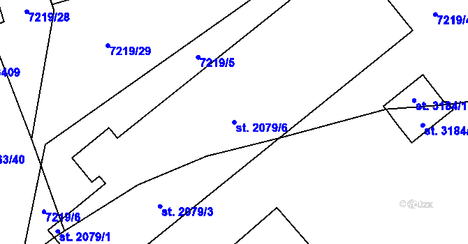 Parcela st. 2079/6 v KÚ Huslenky, Katastrální mapa