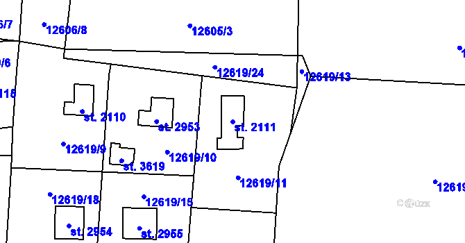 Parcela st. 2111 v KÚ Huslenky, Katastrální mapa