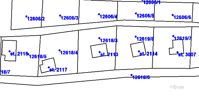 Parcela st. 2113 v KÚ Huslenky, Katastrální mapa