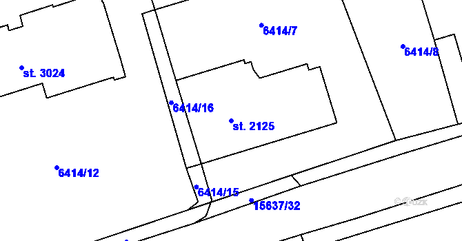 Parcela st. 2125 v KÚ Huslenky, Katastrální mapa