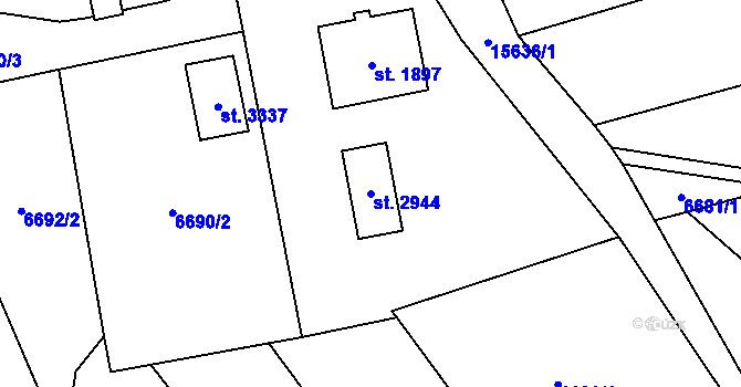Parcela st. 2944 v KÚ Huslenky, Katastrální mapa