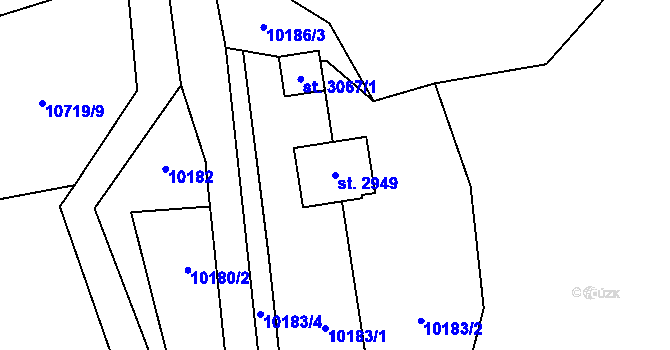Parcela st. 2949 v KÚ Huslenky, Katastrální mapa