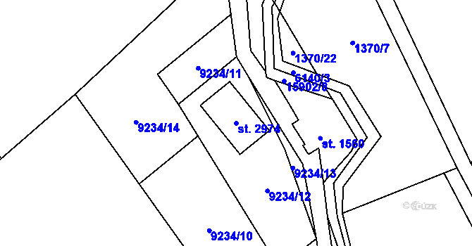 Parcela st. 2974 v KÚ Huslenky, Katastrální mapa