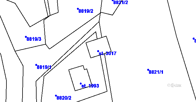 Parcela st. 3017 v KÚ Huslenky, Katastrální mapa