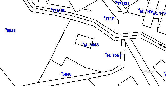 Parcela st. 3065 v KÚ Huslenky, Katastrální mapa