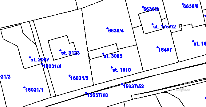 Parcela st. 3085 v KÚ Huslenky, Katastrální mapa