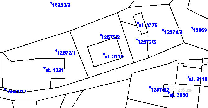 Parcela st. 3110 v KÚ Huslenky, Katastrální mapa