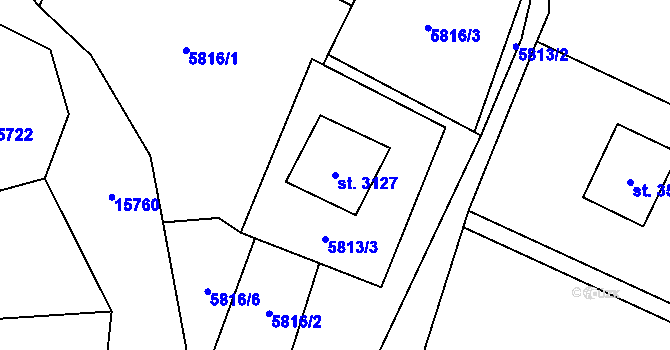 Parcela st. 3127 v KÚ Huslenky, Katastrální mapa