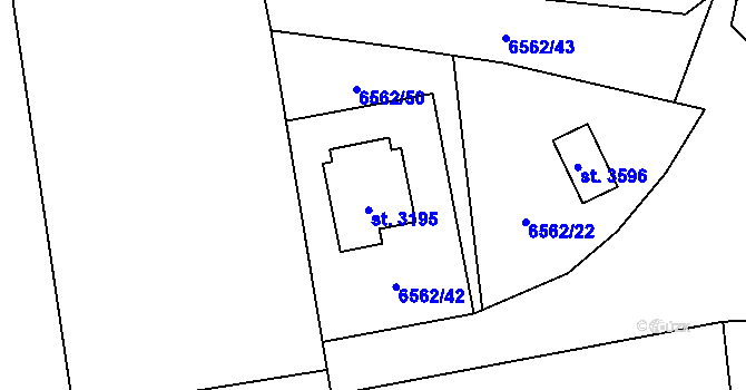 Parcela st. 3195 v KÚ Huslenky, Katastrální mapa